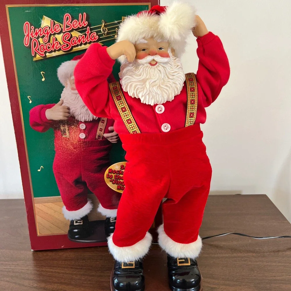Vintage 1998 Jingle Bell Rock Santa Animated Dancing Musical Figure 60755 Boxed